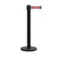 Montour Line Retractable Belt Stanchion, Roller Base, 3ft Black Post  14ft. R.Auth ME650-BK-AUTHRW-140